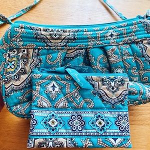 Vera Bradley Turquoise and Brown Crossbody